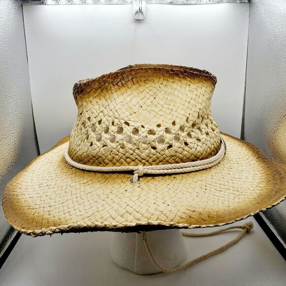 Rinco Western Cowgirl Medallion Tan Brown Straw Hat Youth Size 5 2009 Wide Brim - Picture 2 of 10